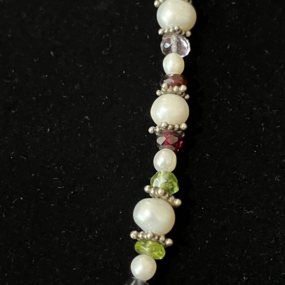 Genuine Freshwater Pearl, Garnet, Peridot, Citrine, Amethyst and SS Necklace - Picture 3 of 7